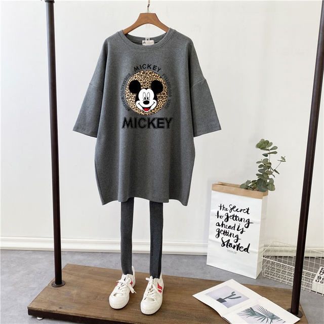 Picture of Pregnant Women's Summer Top T-shirt Mid-length Pure Cotton Short-sleeved Pregnant Women's T-shirt Loose plus size Korean Fashionable Base Shirt for Summer