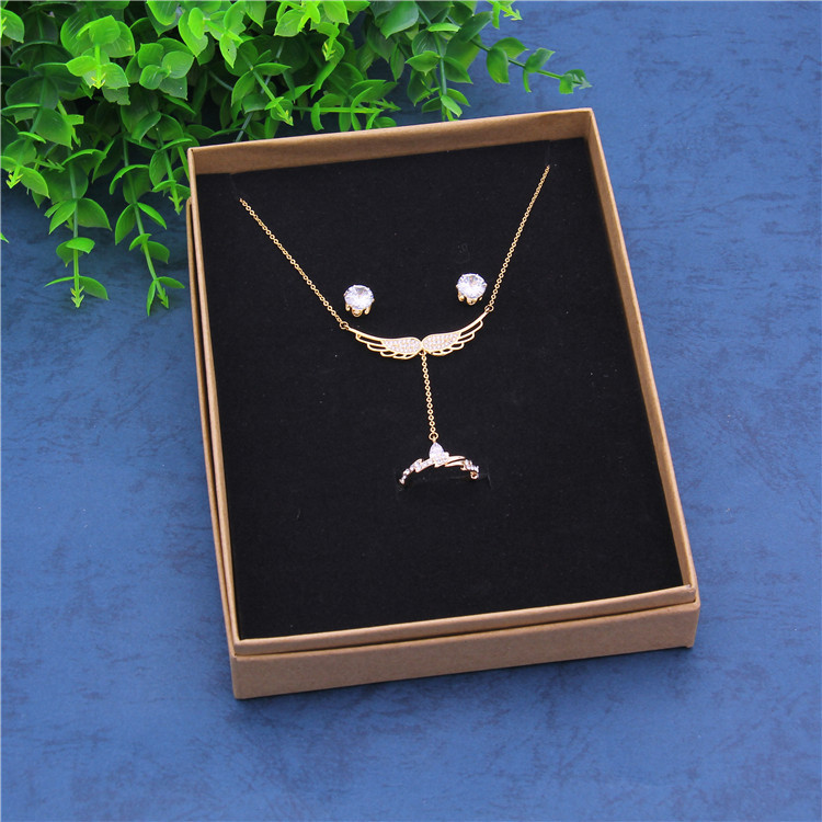 Picture of Ready Stock Retro Kraft Paper Gift Box Necklace Earrings Jewelry Packaging Box Large Jewelry Set Box Wholesale