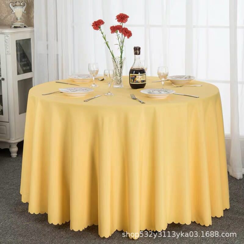 Picture of Large Round Table Restaurant Tablecloth Hotel Restaurant Banquet Family Usable Round Wedding European Tablecloth Table Cover Cross-Border