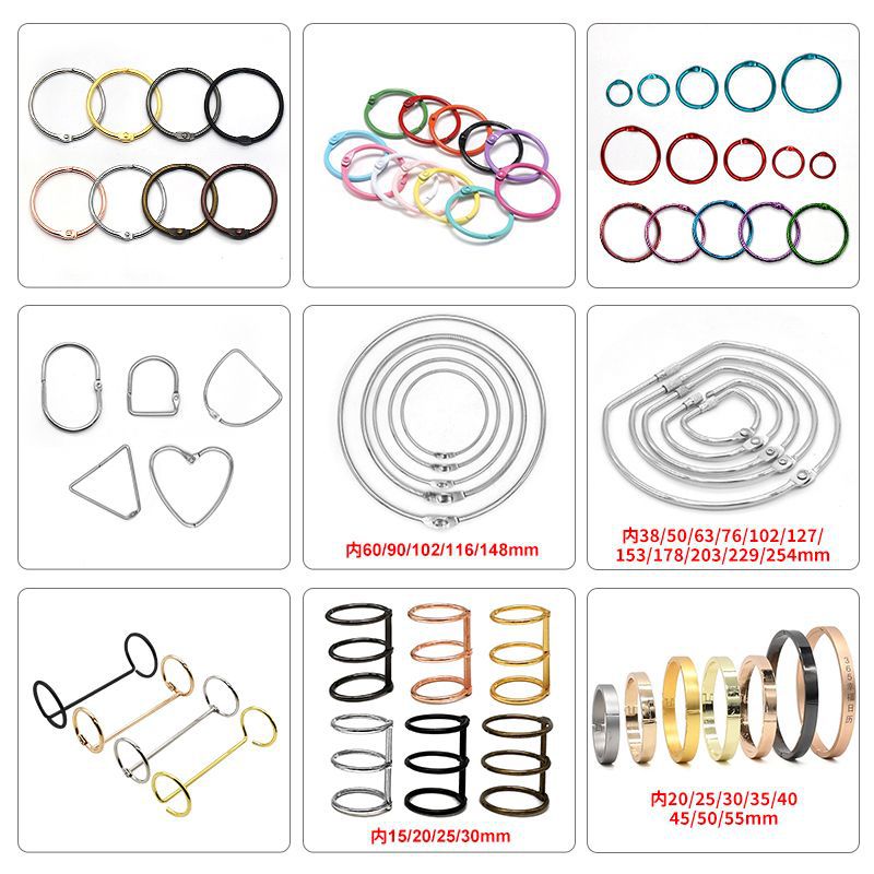 Picture of Easy to Open and Easy Alloy Black Card Ring Notebook Loose-Leaf Opening Binding Ring DIY Photo Album Non-Scratch Book Ring