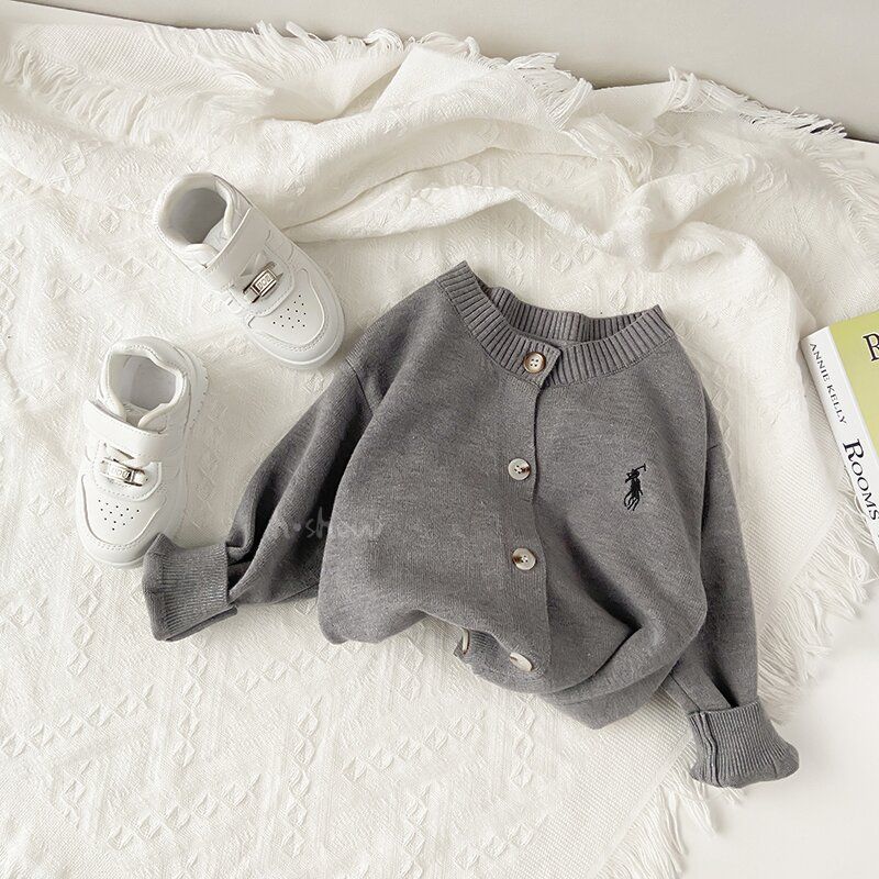 Picture of [in stock] Boys and girls winter striped cardigan children's sweater coat 2025 spring and autumn baby round neck
