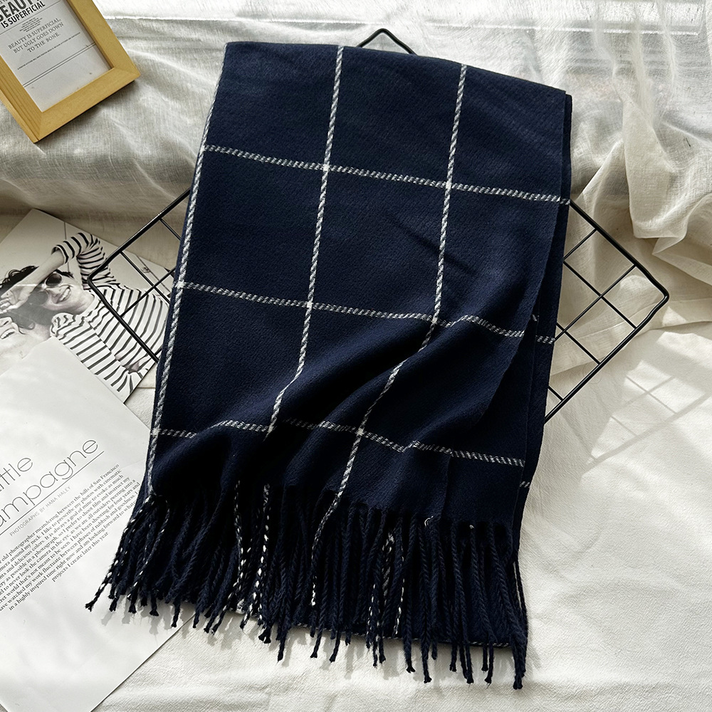 Picture of New Black and White Plaid Scarf Women's Korean Style Winter Warm All-match Imitation Cashmere Scarf Shawl High-end Couple Scarf