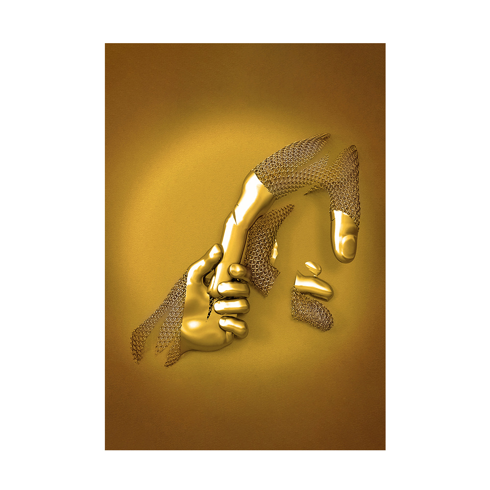 Picture of Scandinavian Home Decoration Canvas Painting Metal Character Statue Poster Hanging Painting Wall Frameless Painting Core Creative Metal