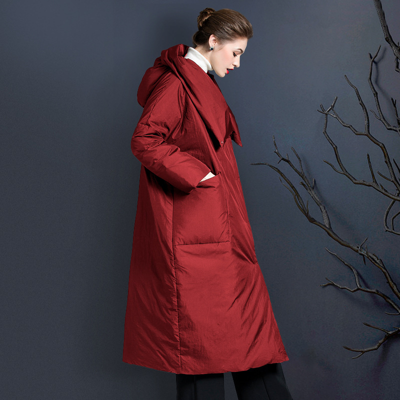 Picture of Down Jacket Women's 2025 New Korean Style Mid-Length Thickeneded Over-The-Knee Women's down Jacket Hooded 90 White Duck down Jacket