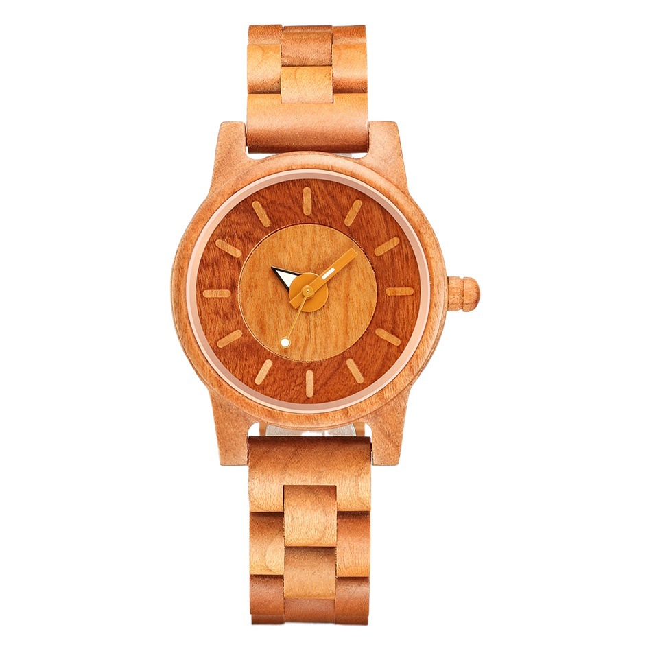 Factory Outlet Fashion Retro Red Cherry Wood Watch Foreign Trade Explosions Creative Men's and Women's Couple Quartz Wooden Watch