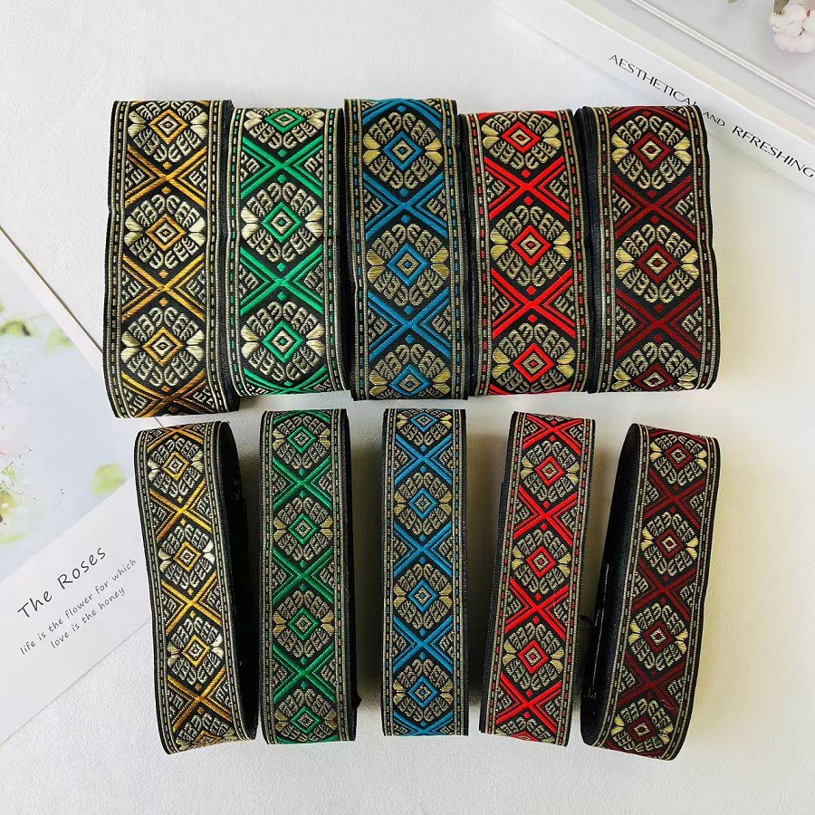 Jacquard Webbing Ethnic Lace Geometric Pattern Clothing Shoes and Bags Accessories Width 3.3 cm 5cm Zh-211