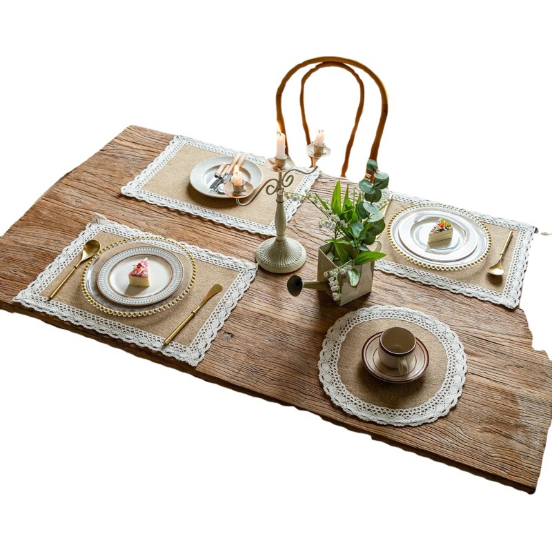 Picture of Cross-border Hot-selling Round Large 38cm Western Dining Mat Japanese Style Simple Household Rectangular Jute Woven Insulation Mat