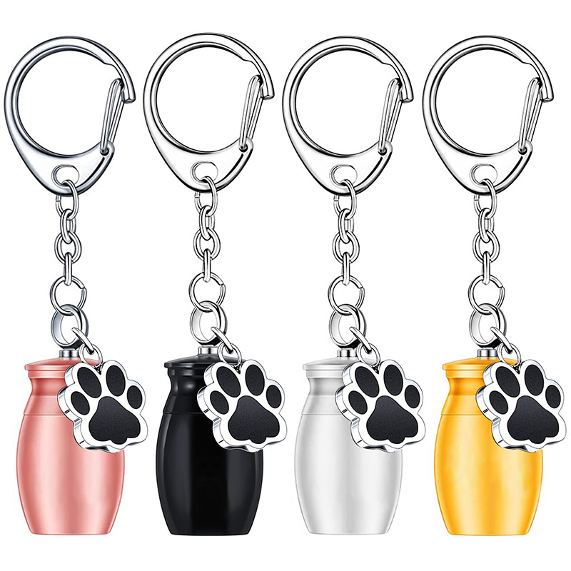 Manufacturers in stock European and American personality memorial pet urn keychain simple cylinder dog claw pendant pendant pendant