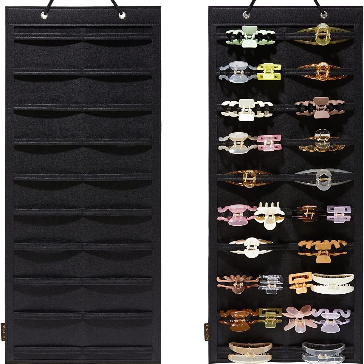 Picture of Hair Clip Display Claw Clip Organize Storage Box Storage Bag Wall Hanging Headwear Storage Bag Felt Hair Clip Storage