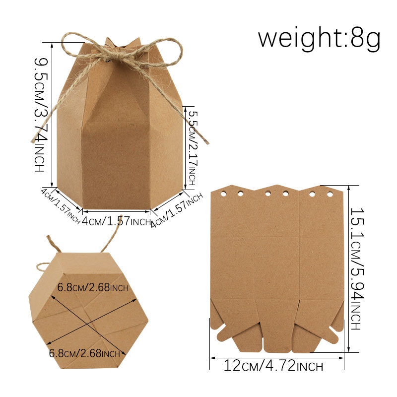 Picture of European New Kraft paper packaging box hexagonal Kraft paper candy box yurt carton gift box spot