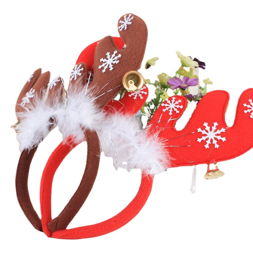 Christmas decorations Christmas feather bells antler head buckle Christmas party head buckle Christmas adult children hairband