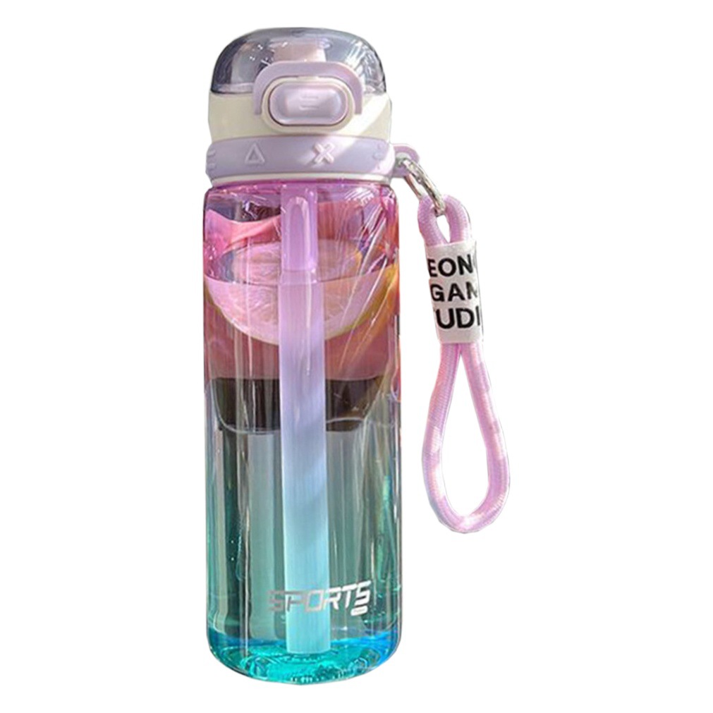Picture of Simple Water Cup New Sports High-value Plastic Water Bottle Gradient Color Portable Student Summer Girl Suction Cup