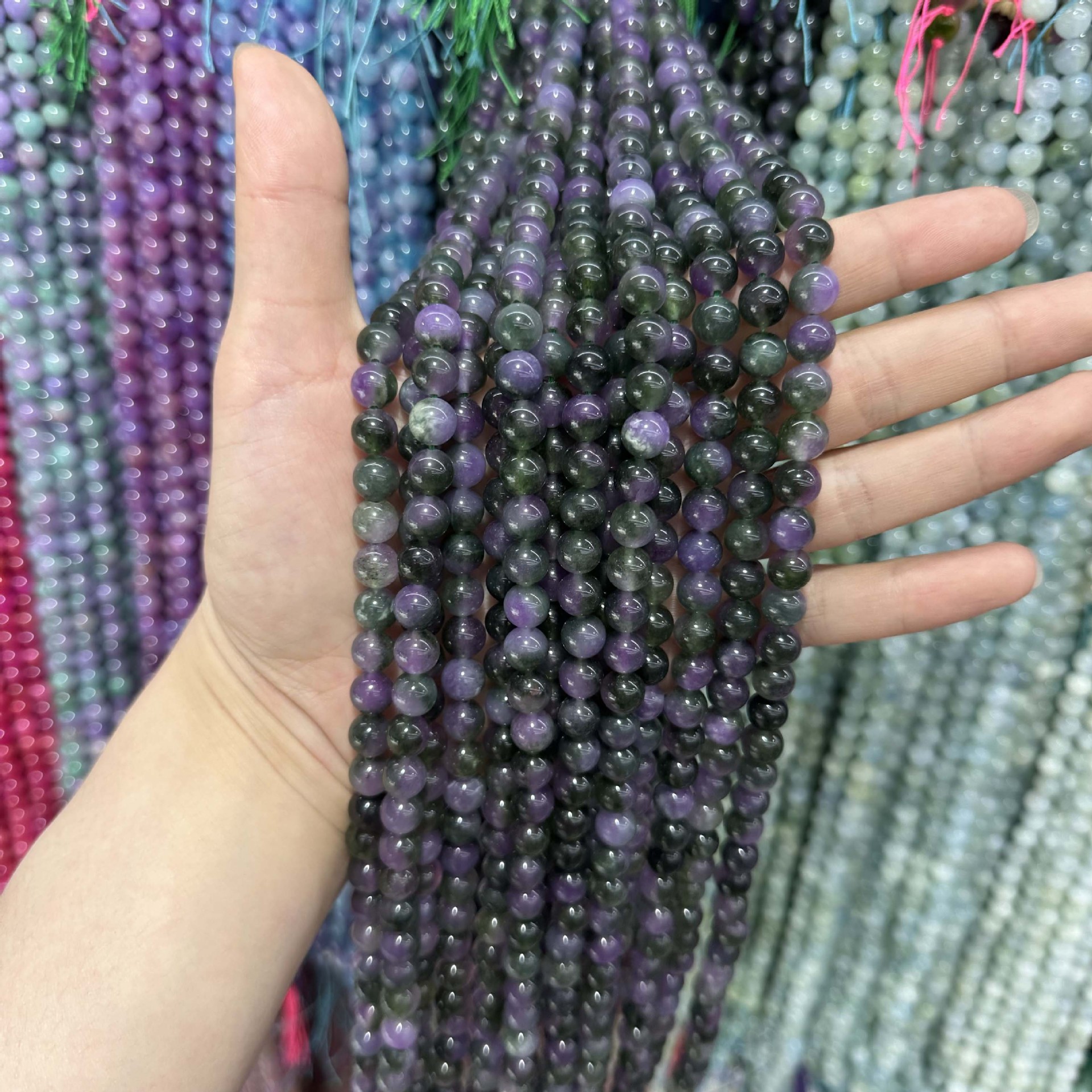 Picture of Live hot grade a chalcedony 8mm two-color round beads beads handmade diy Internet celebrity matching in stock jewelry