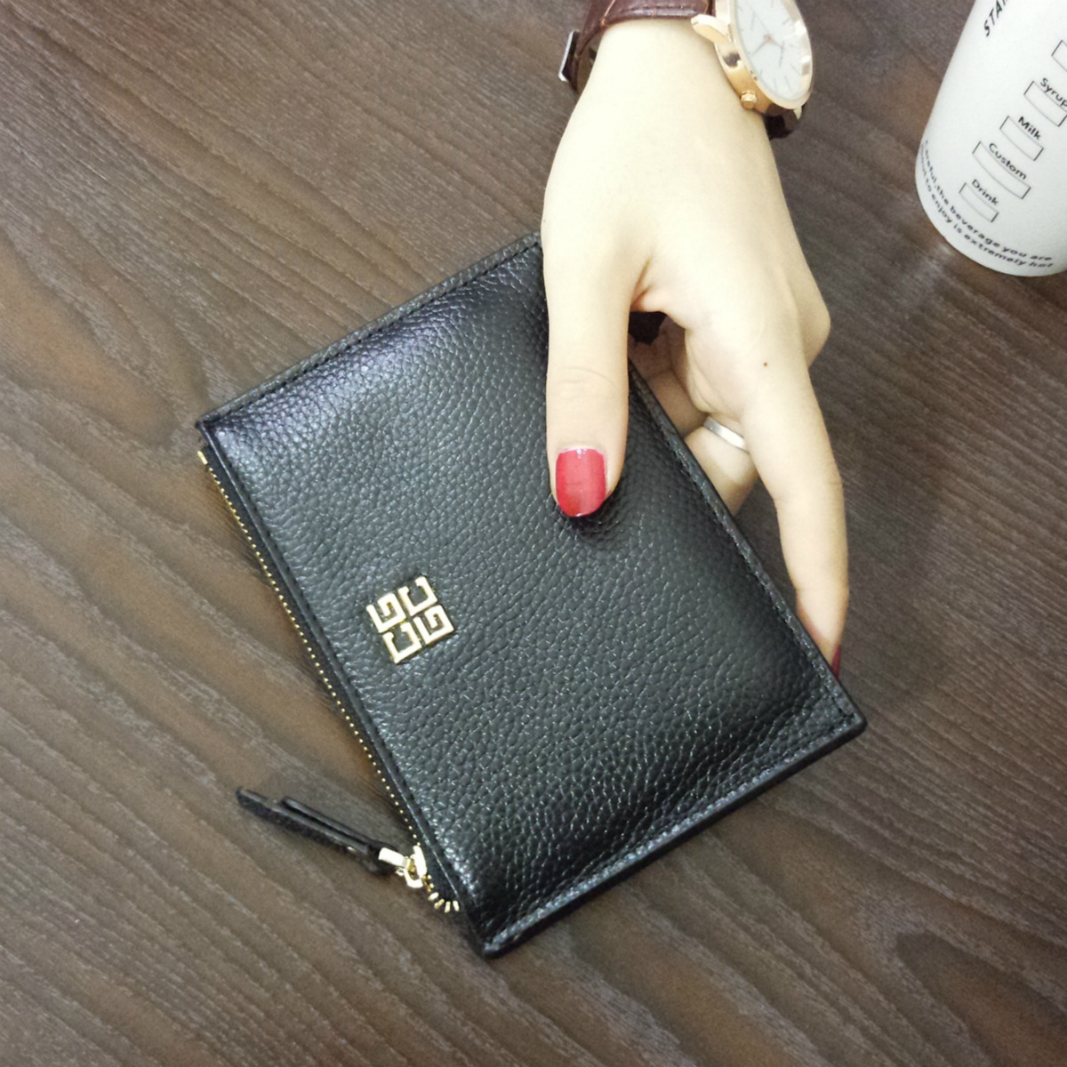 Picture of Vintage All-match Wallet Women's 2024 New First Layer Cowhide Card Holder Two-in-one Thin Multi-card Zipper ID Holder