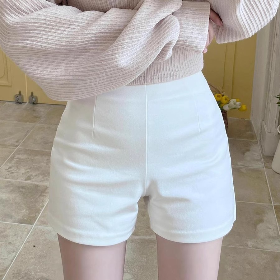 Picture of Outfit White Shorts Women's Summer Thin Slim-fit Leggings Tight Hot Pants Slimming High Waist Spice Girls Super Short Pants