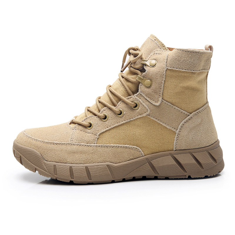 Picture of High-top Hiking Shoes Men's and Women's Genuine Leather Waterproof Non-slip Outdoor Shoes Summer Breathable Lightweight Travel Shoes Desert Hiking Shoes