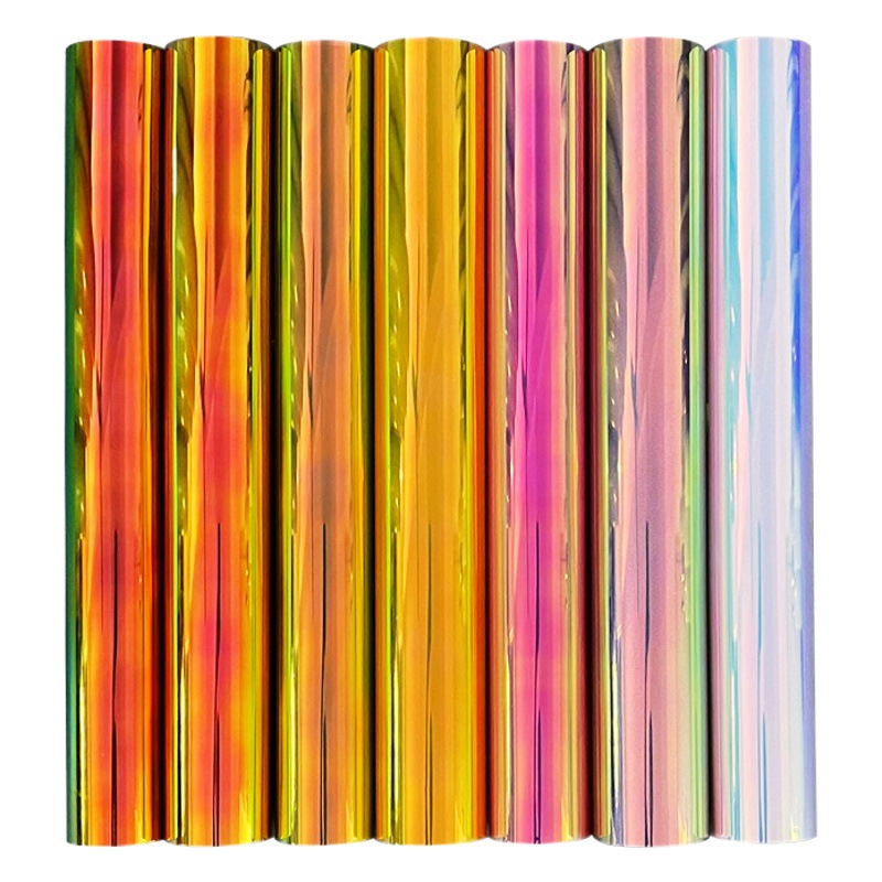 PET holographic magic color laser engraving film thermal transfer hard metal clothing logo printing engraving film