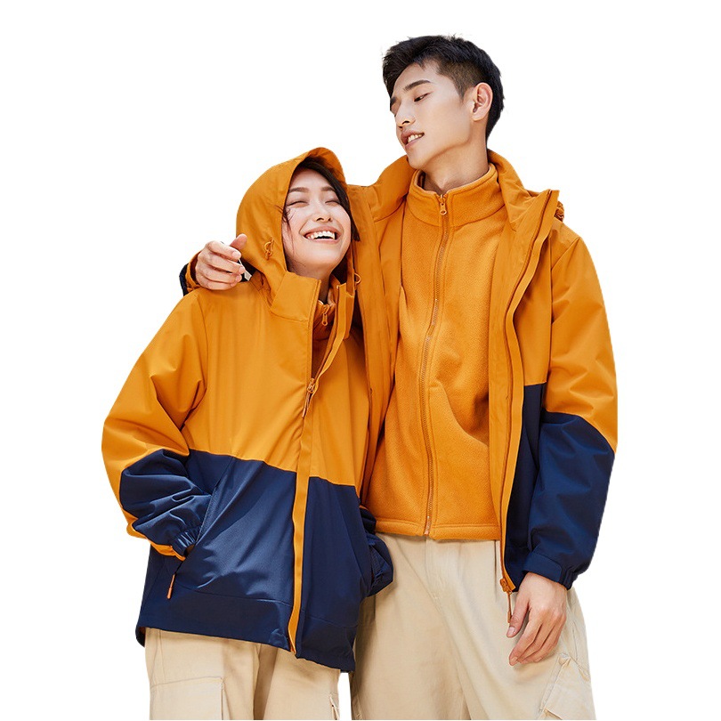City Outdoor Travel Jacket Men's Three-in-One Two-Piece Jacket Women's Fashionable Bright Color Waterproof Warm Jacket