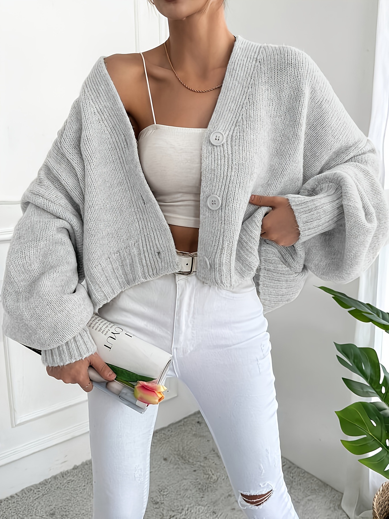 Picture of 2025 new European and American style spring, autumn and winter fashion versatile loose short-sleeved knitted sweater cross-border platform supply chain