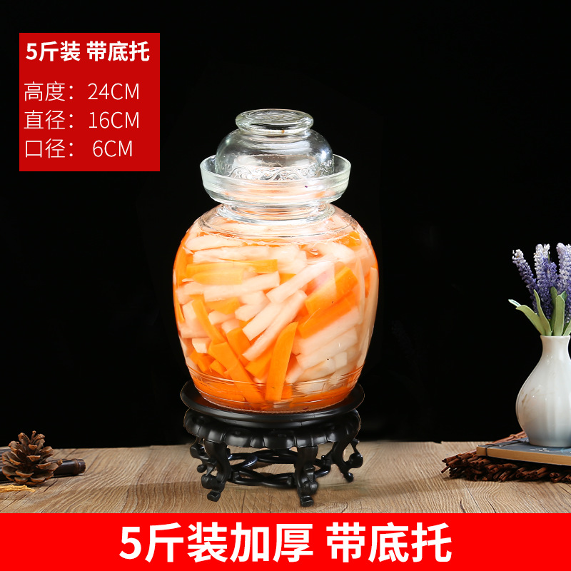 Picture of Sealed glass pickle jar transparent pickle jar thickened large household pickle pickle jar with lid for wholesale
