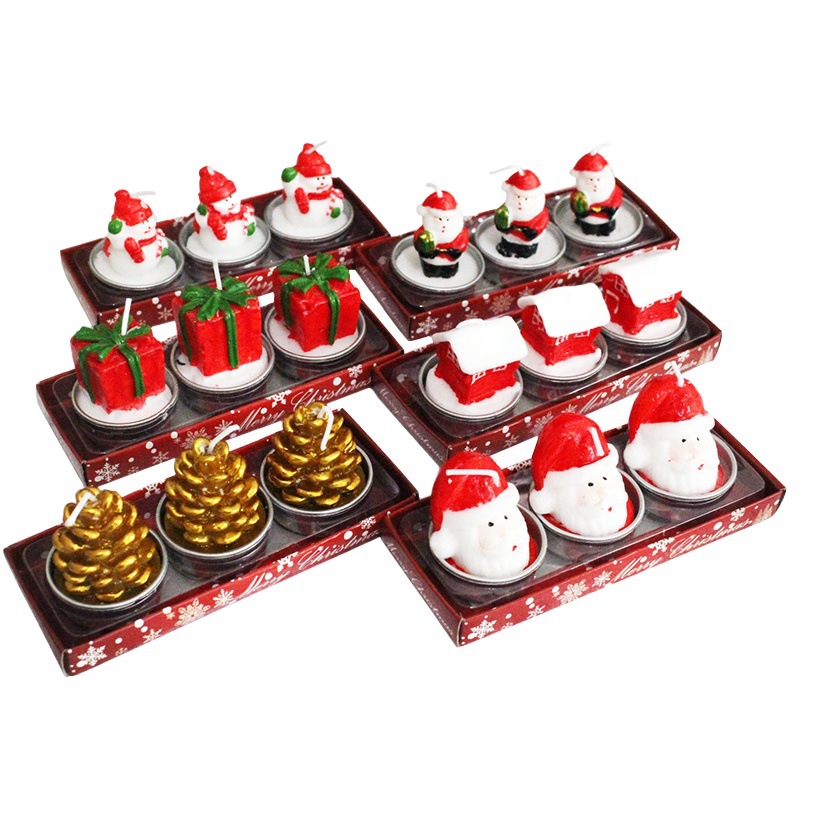 Christmas Craft Gift Candle Painted Decoration Christmas Gift Santa Claus Snowman Cartoon Model Candle New Product