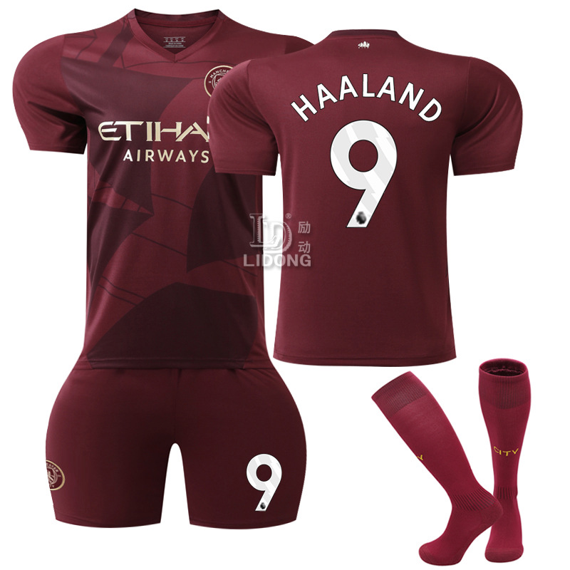 2425 Manchester City Second Away Jujube Jersey No. 9 Harland Football Uniform 17 De Brauner 47 Foden Third Away