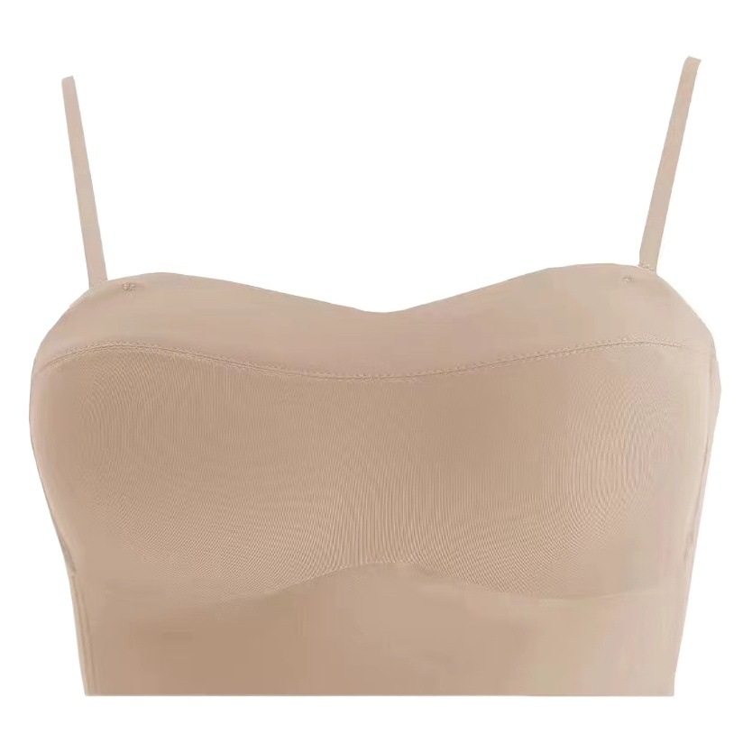 Big chest small tube top anti-exposure wrapped chest ice silk strapless underwear girl wireless beauty back thin bra