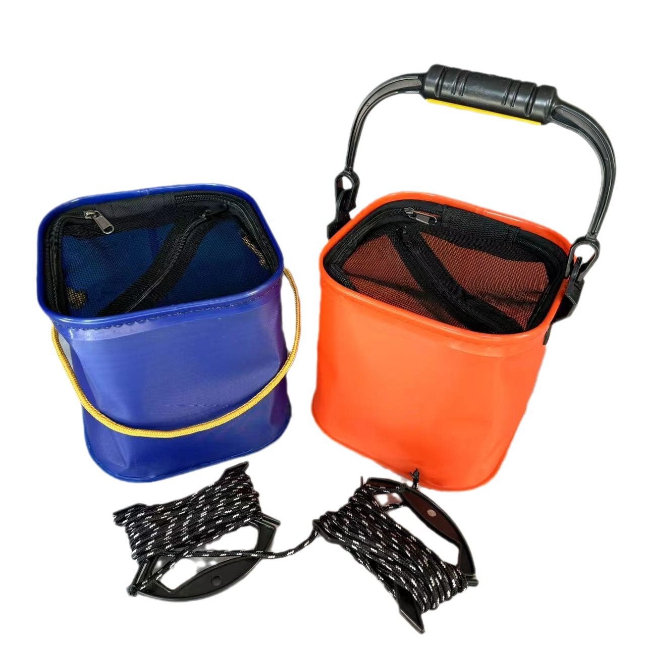 Picture of Large Eva Satchel Foldableing Fish Bucket Fish Box with Lost Rope and Net Outdoor Water Bucket Fishing Box Fishing Gear Wholesale