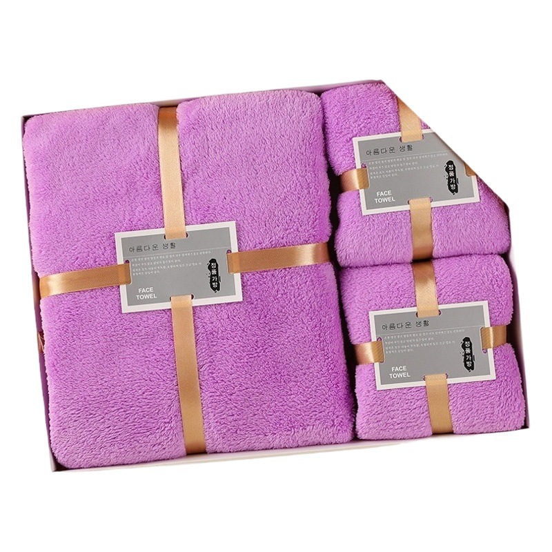 Coral velvet towel bath towel gift box suit thickened absorbent insurance company annual meeting wedding return gift gift
