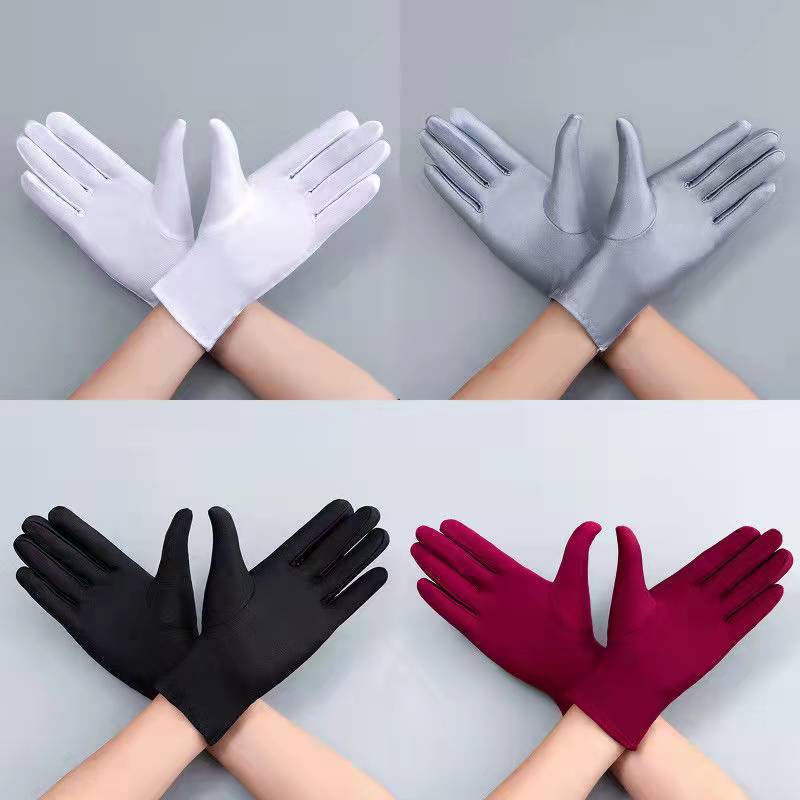 Thin Lycra Spring and Autumn Spandex High Elastic Jewelry Etiquette Sunscreen Protective Gloves for Men and Women Dance Driving Performance