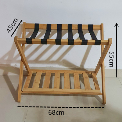 Picture of Hotel Luggage Rack Black Household High-grade Nanzhu Folding Bedroom Storage Rack Simple Double-layer Luggage Storage Rack