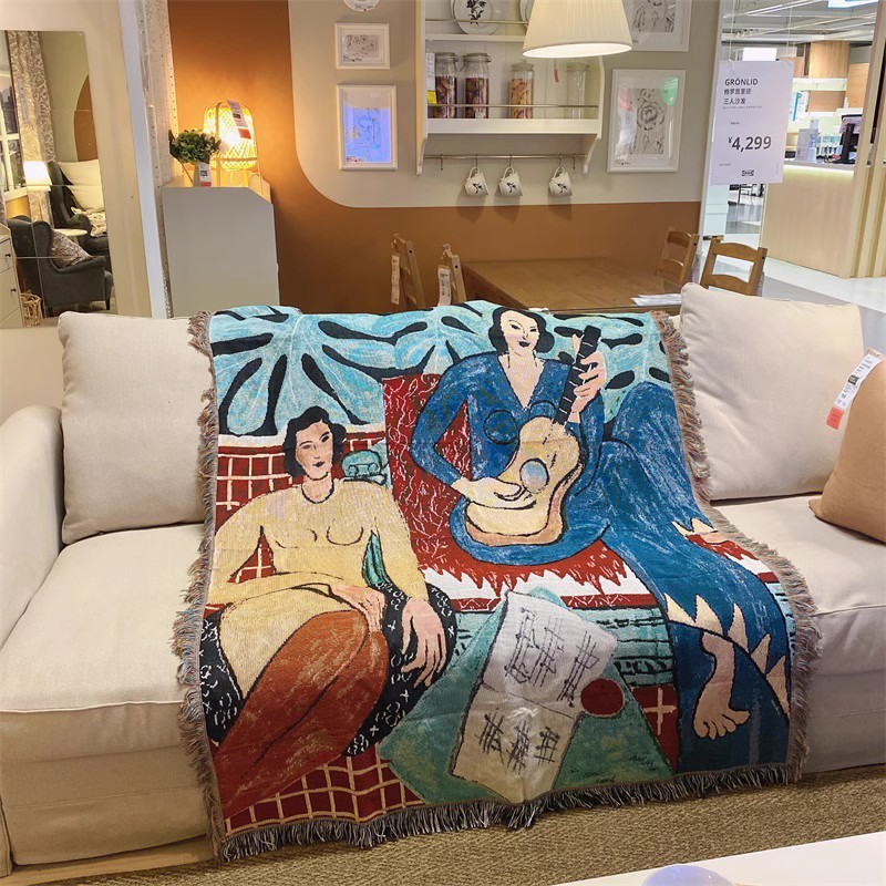 Picture of Cross-border World Famous Painting Line Blanket Casual Decorative Sofa Towel Blanket Tapery Carpet Bed End Blanket Table Top Decorative Cover Cloth