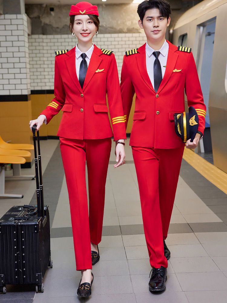 Picture of High-speed rail stewardess stewardess captain uniform men's and women's drum band costumes hotel KTV security overalls suit
