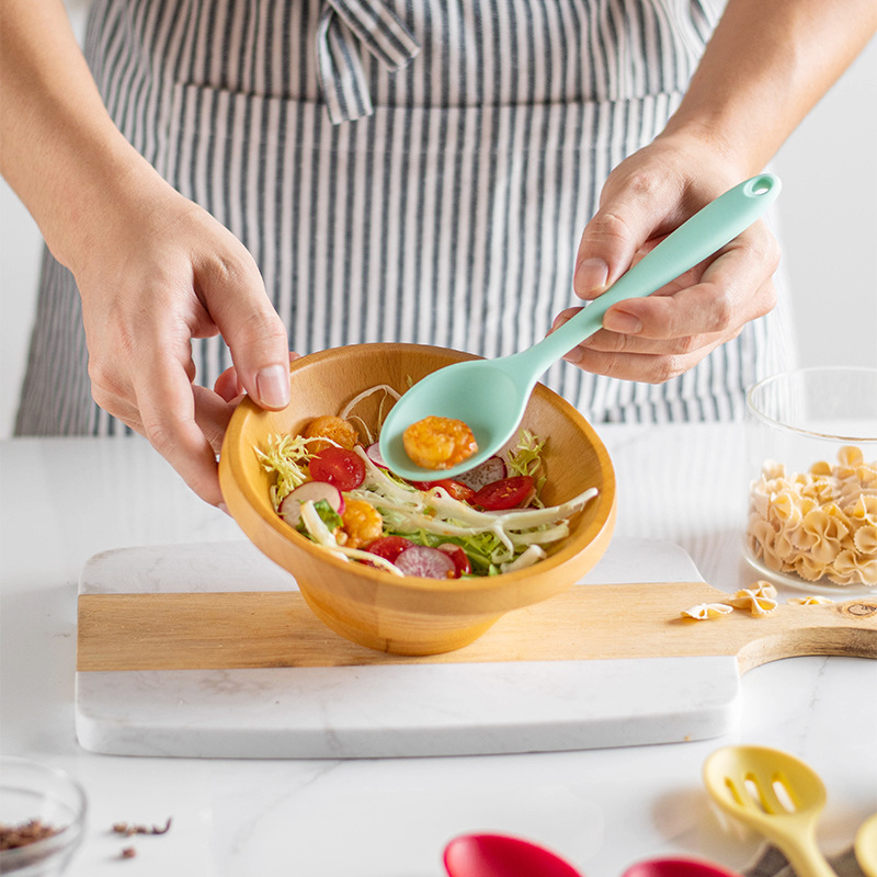 Picture of Cross-border integrated silicone spoon high temperature resistant cooking silicone dense kitchen tableware small soup spoon salad spoon