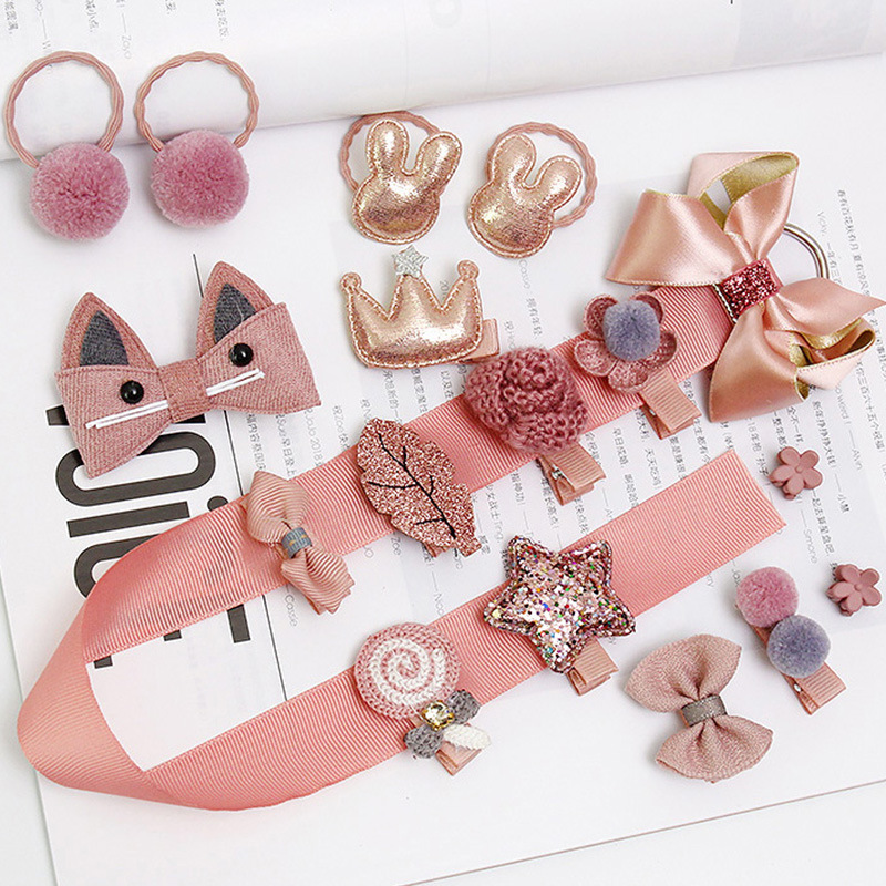 Picture of Korean Style Hair Accessories, Kidsren's Hairpins, 18-Piece Set, Girls' Hair Accessories, Baby Cute Hairbands, Girls' Hairpins, Baby Headbands