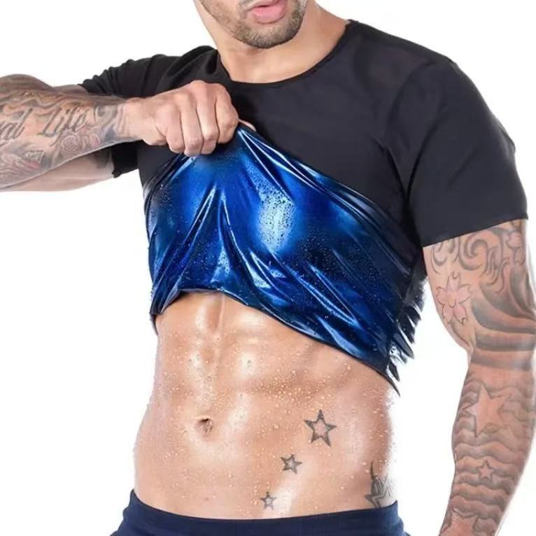 Picture of Cross-border shaping belly shaping clothes Men's Fitness sweat-breaking short sleeve sports running sweat-breaking clothes beer belly round neck short sleeve wholesale