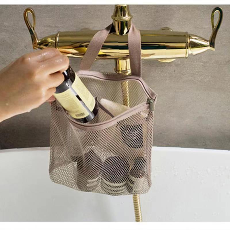 Picture of Hollow Handbag Zipper Storage Bag New Drain Fiber Mesh Travel Makeup Wash Bag Multifunctional Hand Holder