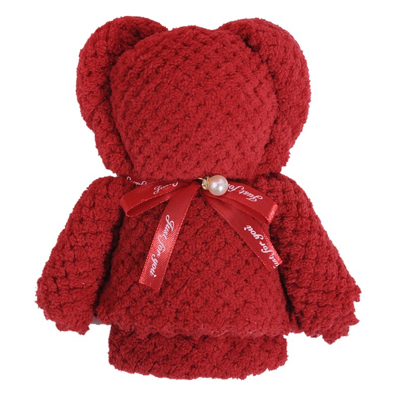 Wine Red Pineapple towel bear shape wedding happy word companion gift Happy Shop full moon one-year-old gift creative gift