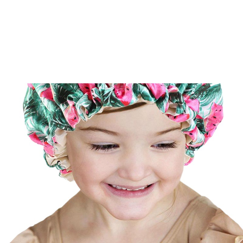 Aliexpress Hot Selling Kidsren's Double-Layer Satin Round Cap Nightcap Shower Cap Baby Elastic Adjustment Buckle Hair Care Cap