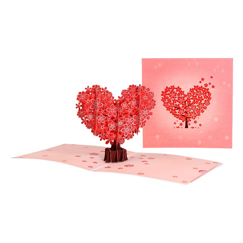 Picture of Teacher's Day Three-Dimensional Greeting Card Love Cherry Blossom Tree Paper Sculpture Valentine's Day Blessing Message Thank You Card Amazon Wholesale