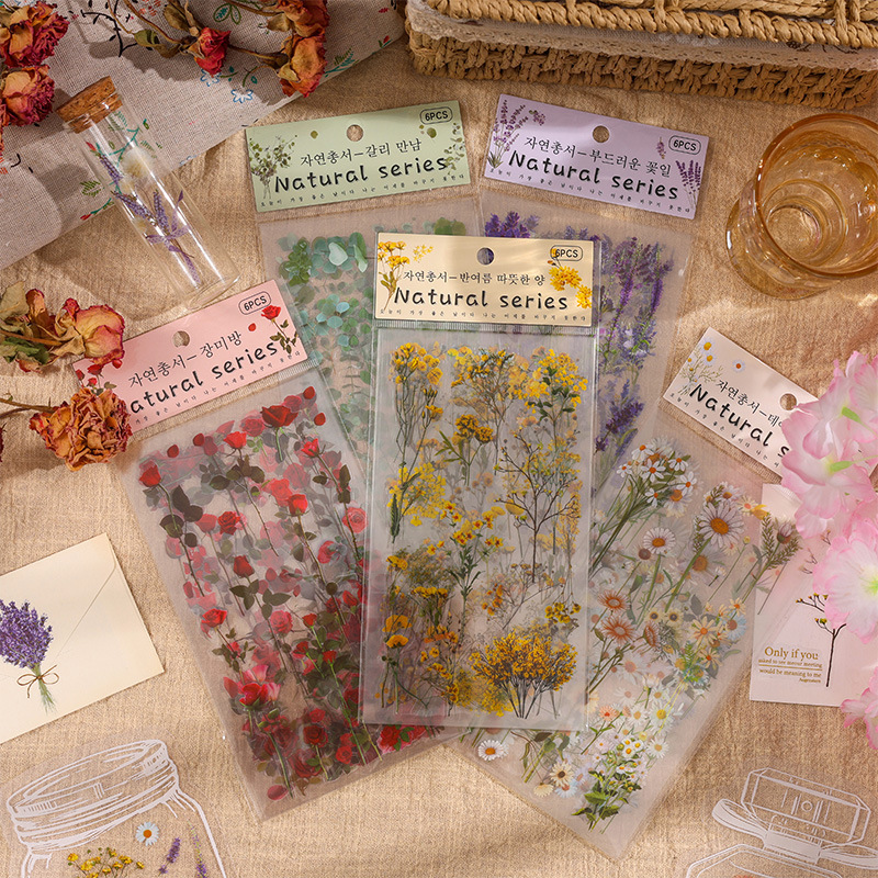 Picture of Yuezhen Nature Series Handbook Sticker Bag PVC Plant Flower Retro Material Paper Children's Handbook Sticker