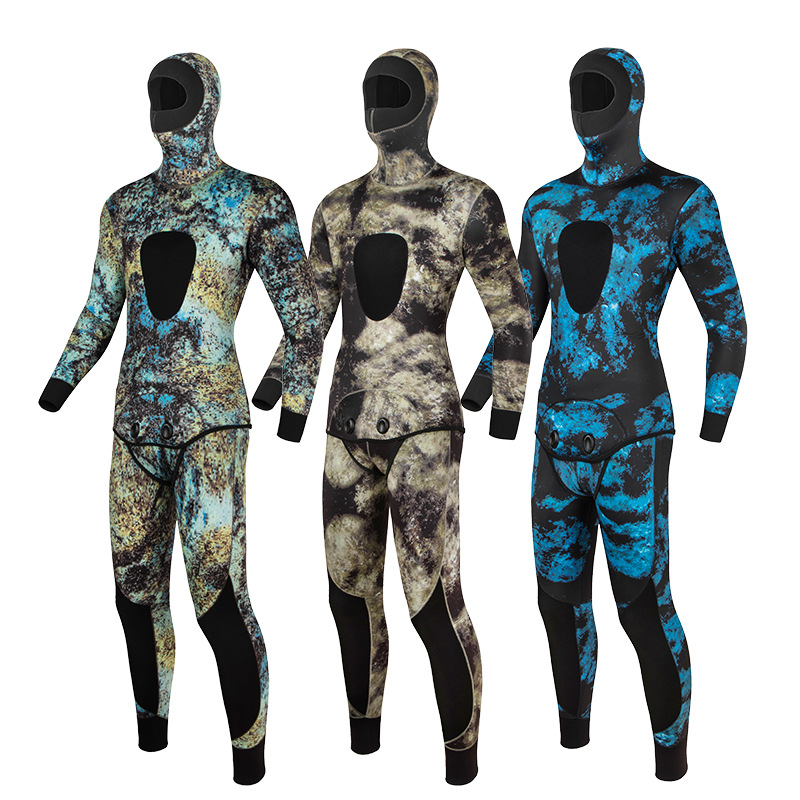 3mm Camouflage Diving Suit, Spearfishing Suit, Surfing and Fishing Suit, Two-Piece Wetsuit, Jellyfish Suit, Winter Swimming Suit, Thickened and Warm