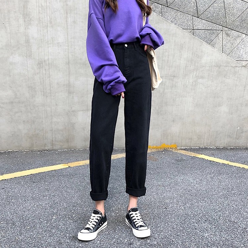 Picture of High waist jeans women's loose harem pants 2022autumn and winter casual straight slimming cropped radish daddy pants