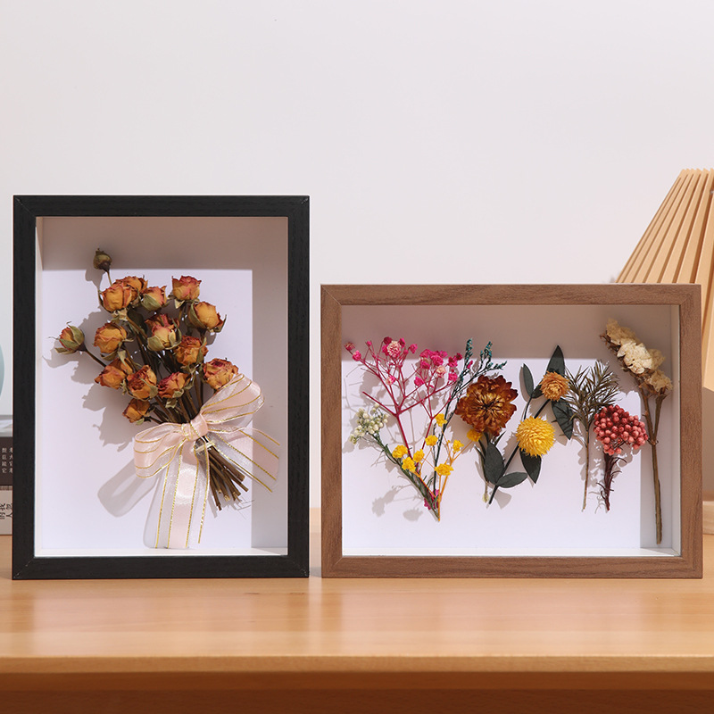Picture of Custom-made three-dimensional hollow specimen frame 8 inch 10 inch diy handmade butterfly insect clay dried flower photo frame A4 picture frame
