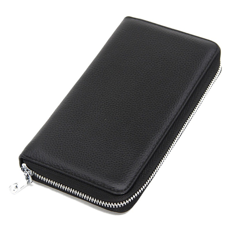 RFID first layer cowhide organ card holder multi-card position long wallet women's high-grade genuine leather anti-theft card cover shielding