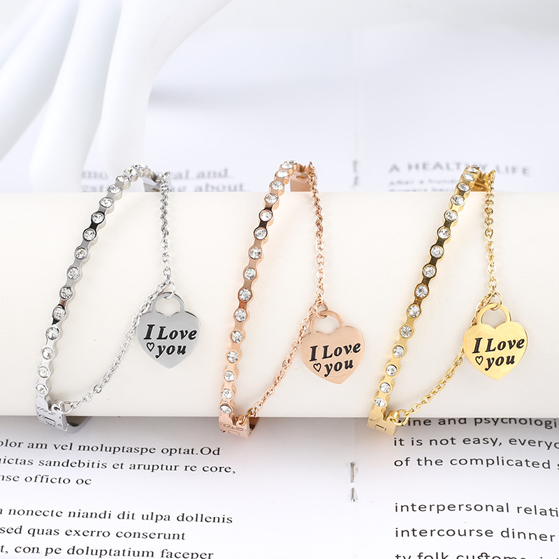 Picture of Stainless steel letter bracelet women fashion love Rome tag bracelet titanium steel buckle bracelet wholesale