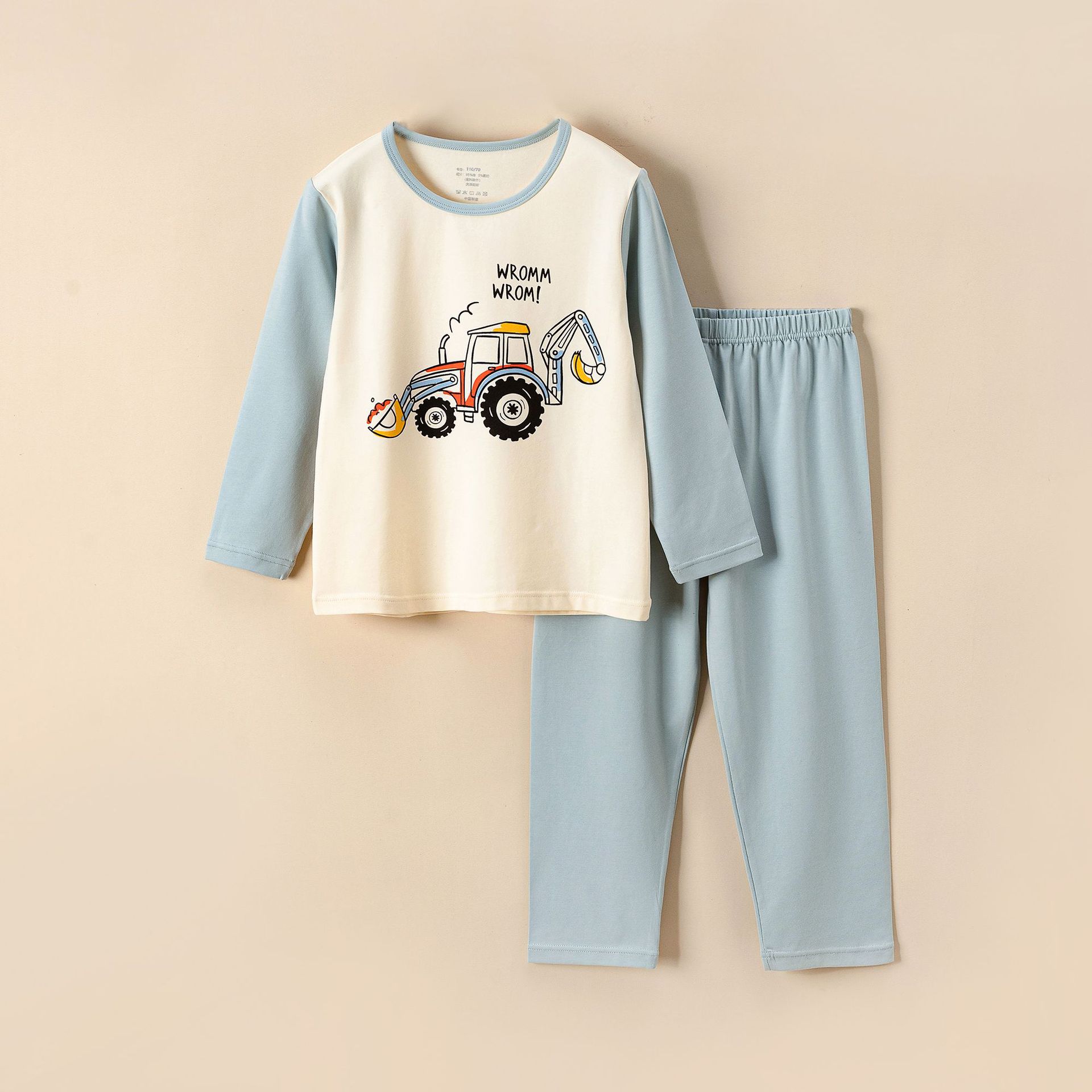 Picture of Children's Home Clothes Korean Style Pure Cotton Baby Set Class a Cotton Long-Sleeved Thin Kidsren's Clothing Boys and Girls Summer and Autumn Pajamas