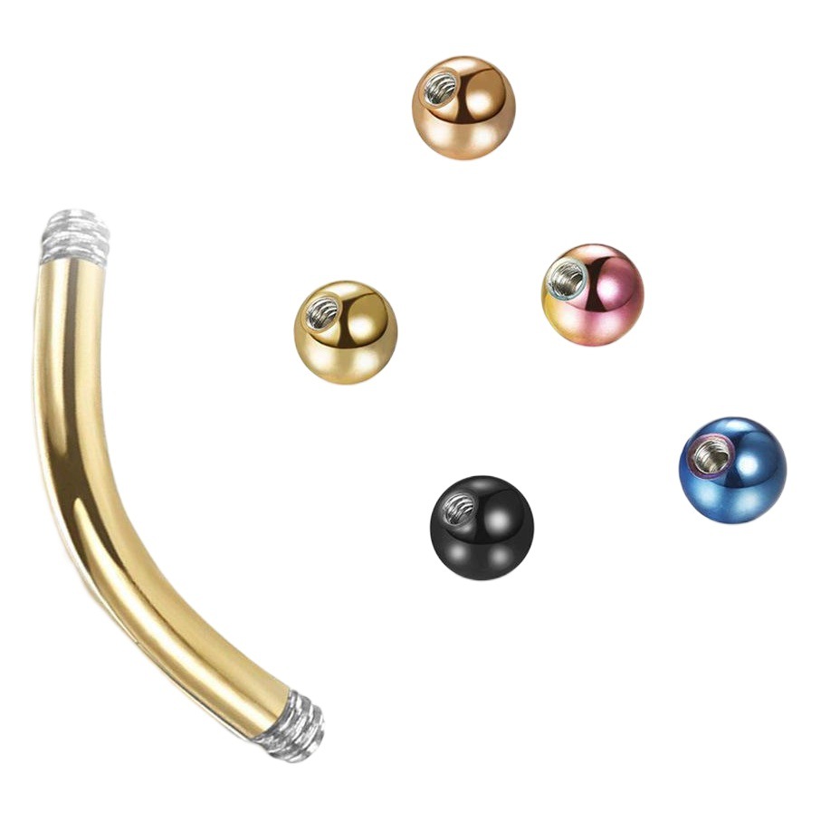 10 Pcs/Pack Stainless Steel Colorful Eyebrow Nails Round Titanium Steel Nose Nails Curved Rod Lip Nail Body Piercing Jewelry Trendy Style