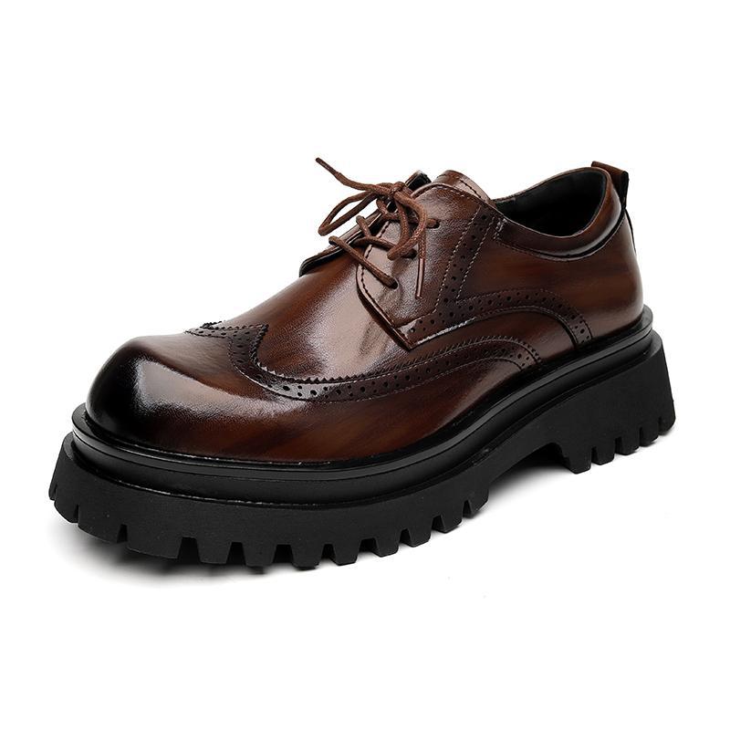 Men's Shoes 2025 Summer New Style Carved British Brogue Shoes Groom's Wedding Shoes Korean Style Business Casual Large Leather Shoes