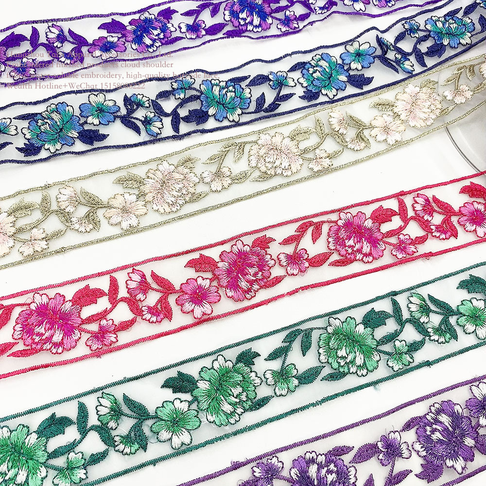 Good things 3.6cm Taiwan art original color lace embroidery lace peony flower bar code lace